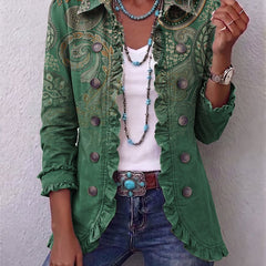 Jemara™ | Bohemian Paisley Print Ruffled Jacket - Rosalie and Grace