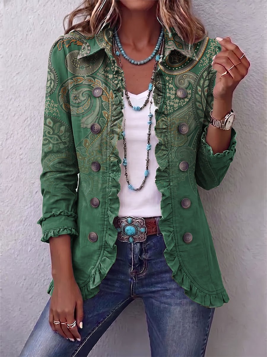 Jemara™ | Bohemian Paisley Print Ruffled Jacket - Rosalie and Grace