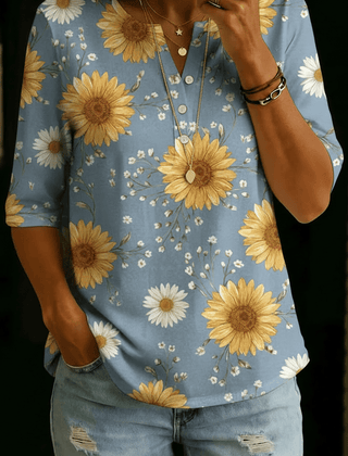 Kennedy | Sunflower Daisy Henley Top - Rosalie and Grace