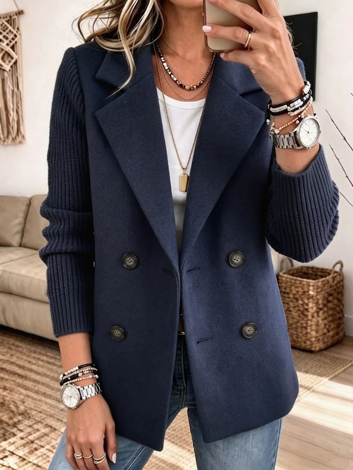 Kiah™ Elegant Cozy Knit Sleeve Blazer - Rosalie and Grace