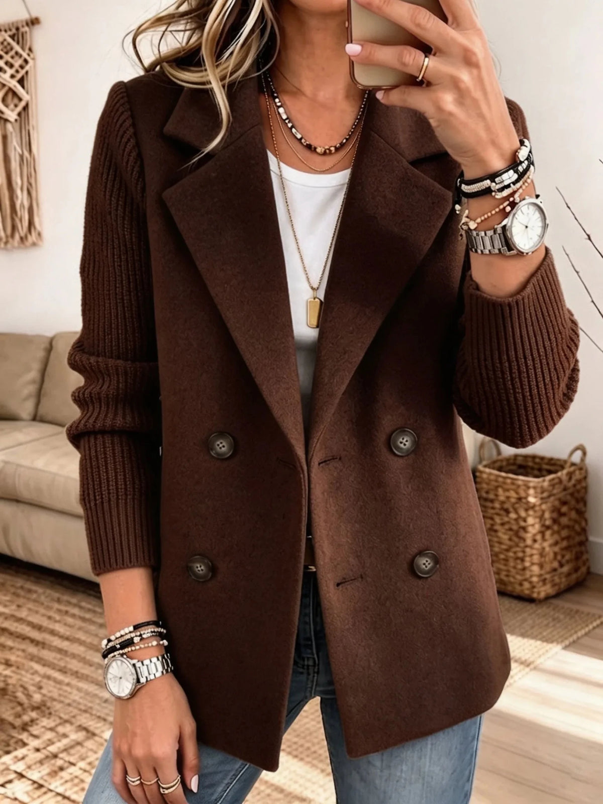 Kiah™ Elegant Cozy Knit Sleeve Blazer - Rosalie and Grace
