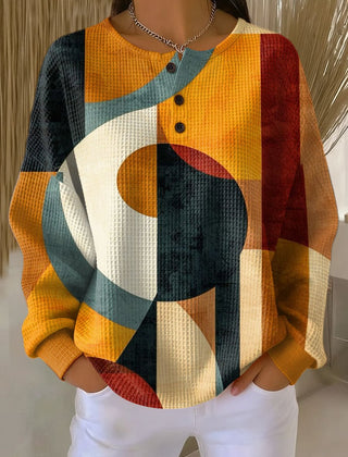 Lærke | Waffle Sweater with Geometric Pattern - Rosalie and Grace