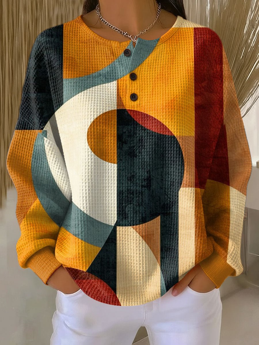 Lærke | Waffle Sweater with Geometric Pattern - Rosalie and Grace