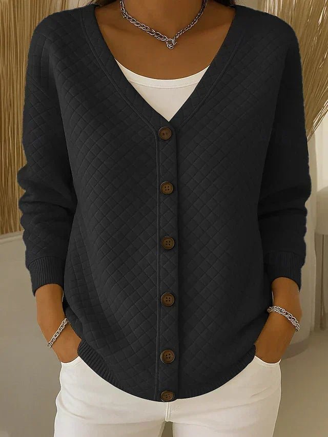 Laverne™ | Quilted Button-Front Cardigan - Rosalie and Grace