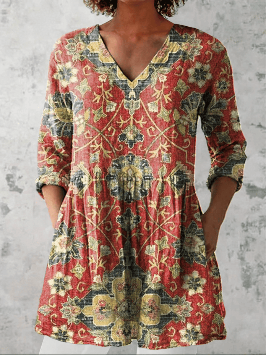 Lea | Long Blouse with V-Neck - Rosalie and Grace