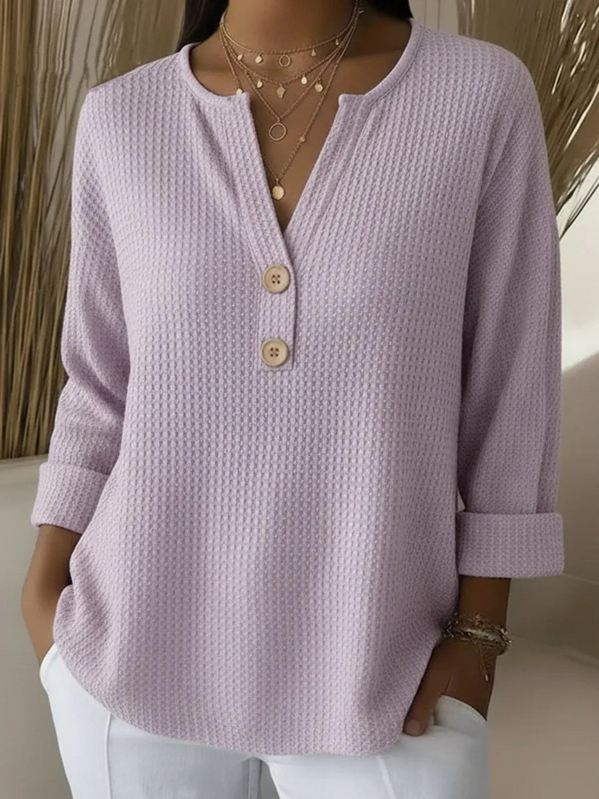 Lucinda™ | Henley Button Top - Rosalie and Grace