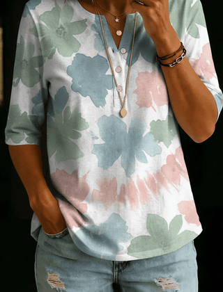Lucy | Pastel Watercolour Henley Top - Rosalie and Grace