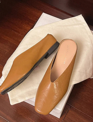 Lyra Metallic Square-Toe Mules - Rosalie and Grace