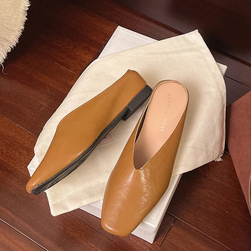 Lyra Metallic Square-Toe Mules - Rosalie and Grace