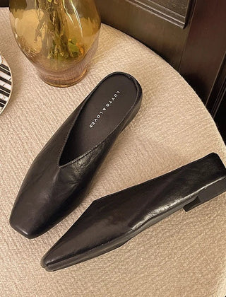 Lyra Metallic Square-Toe Mules - Rosalie and Grace