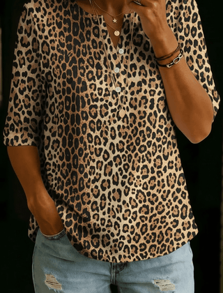 Madelyn | Leopard Henley Top - Rosalie and Grace