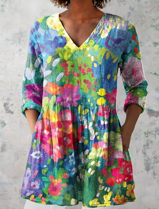Maelle | Long Blouse with V-Neck - Rosalie and Grace