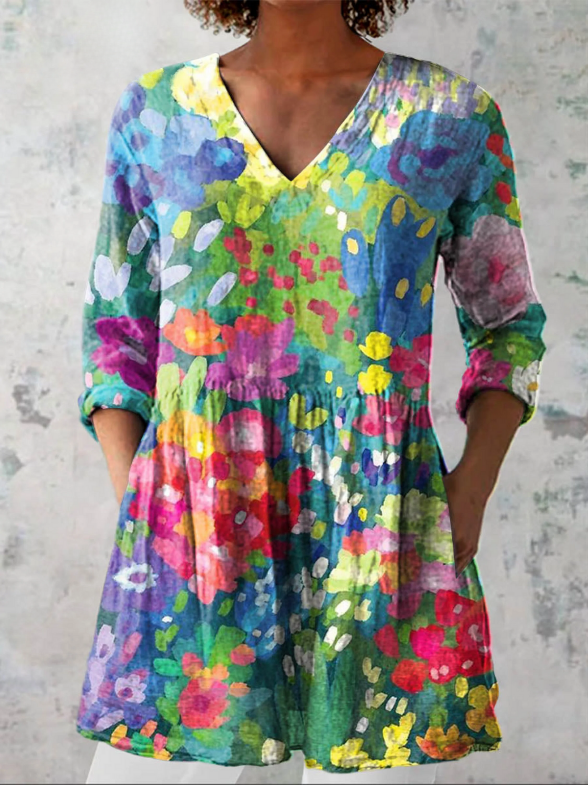 Maelle | Long Blouse with V-Neck - Rosalie and Grace