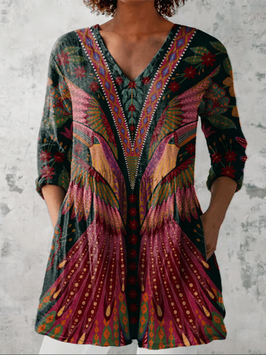 Manon | Long Blouse with V-Neck - Rosalie and Grace