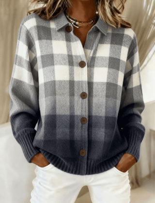 Marguerite™ | Ombre Plaid Button Cardigan - Rosalie and Grace