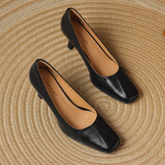Marisol Leather Square-Toe Pumps - Rosalie and Grace