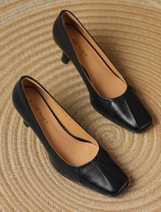 Marisol Leather Square-Toe Pumps - Rosalie and Grace