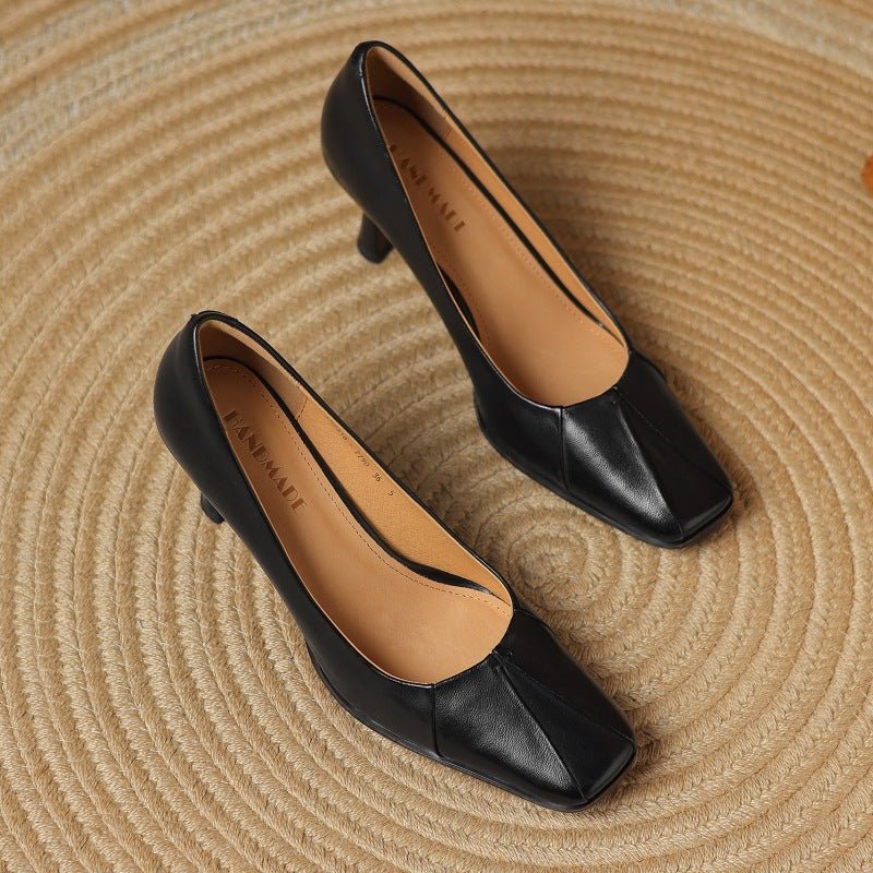 Marisol Leather Square-Toe Pumps - Rosalie and Grace