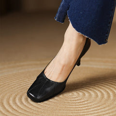 Marisol Leather Square-Toe Pumps - Rosalie and Grace