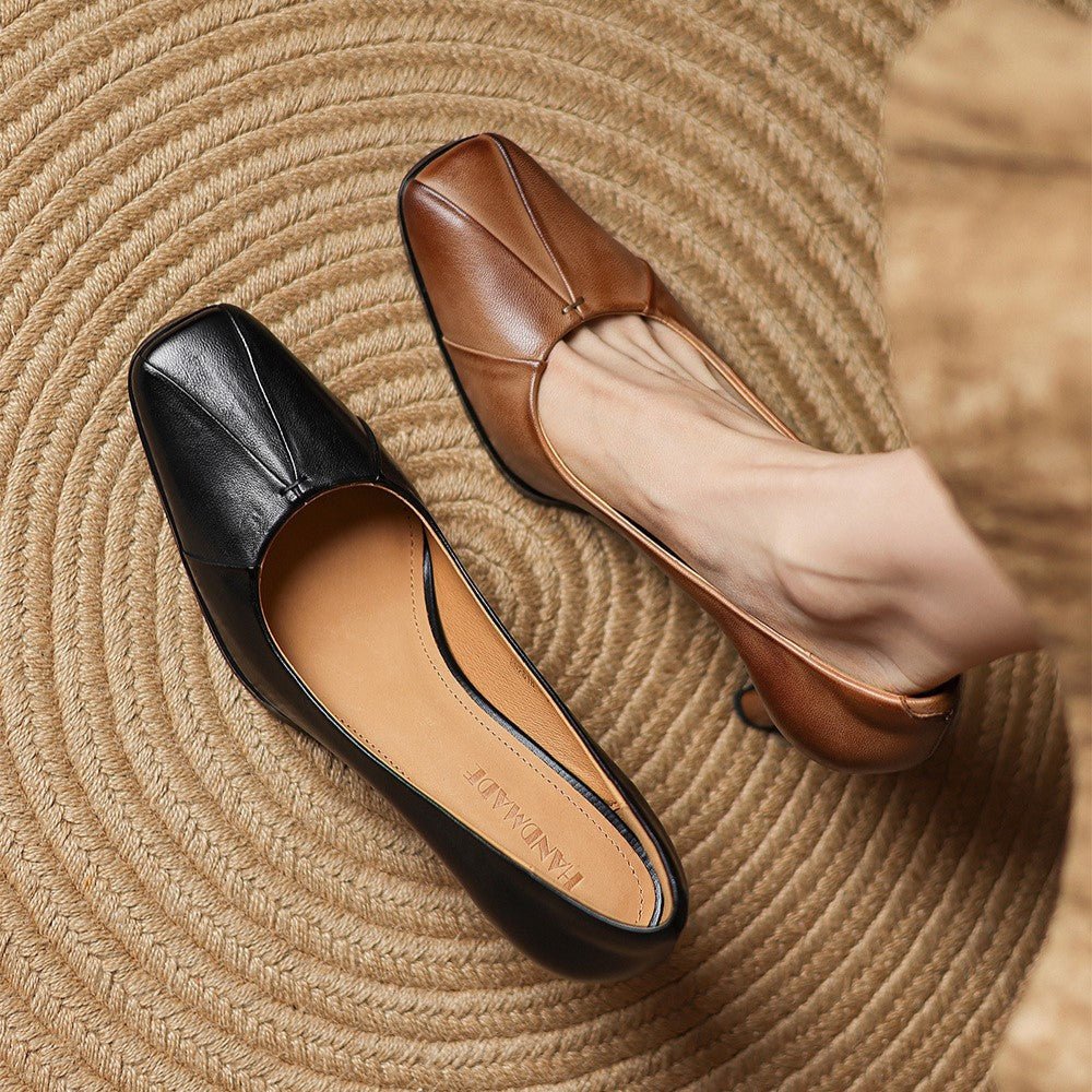 Marisol Leather Square-Toe Pumps - Rosalie and Grace