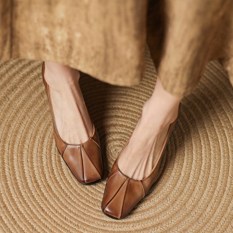 Marisol Leather Square-Toe Pumps - Rosalie and Grace