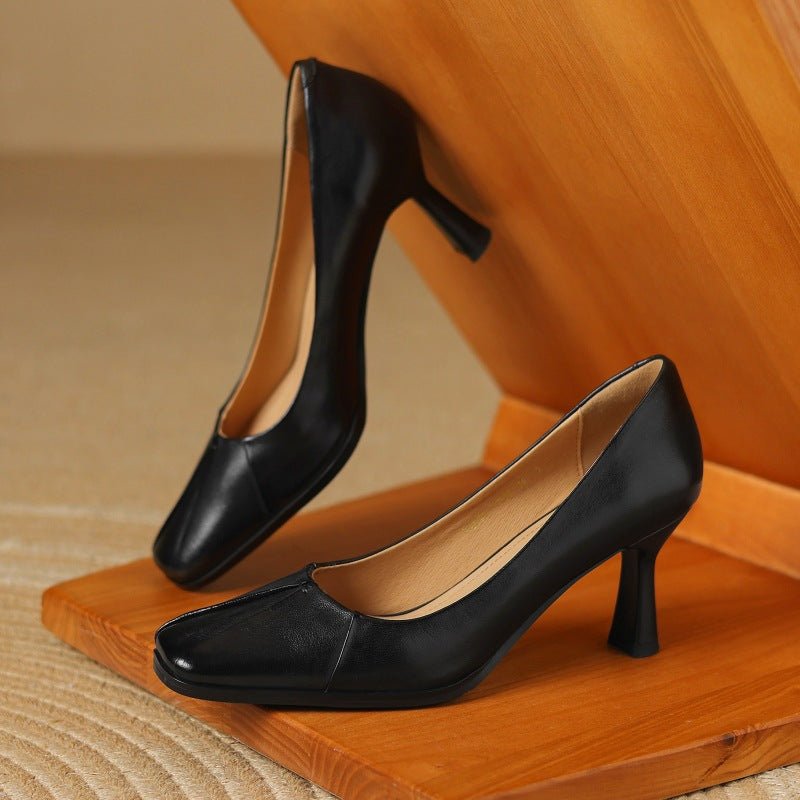 Marisol Leather Square-Toe Pumps - Rosalie and Grace