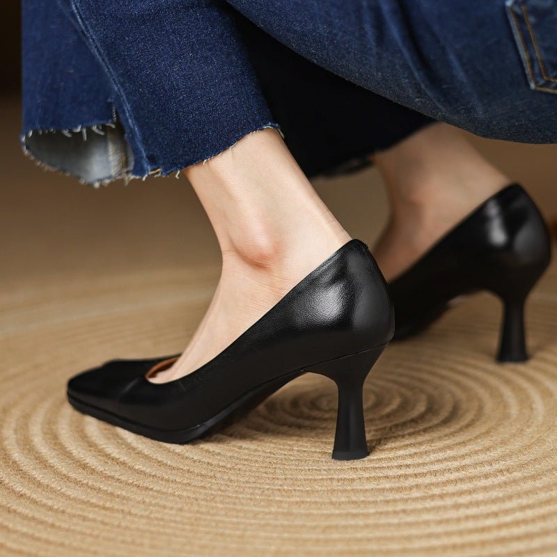 Marisol Leather Square-Toe Pumps - Rosalie and Grace
