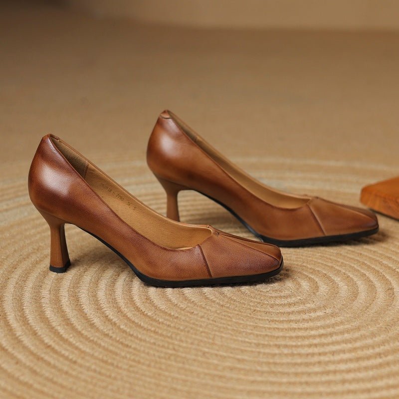 Marisol Leather Square-Toe Pumps - Rosalie and Grace