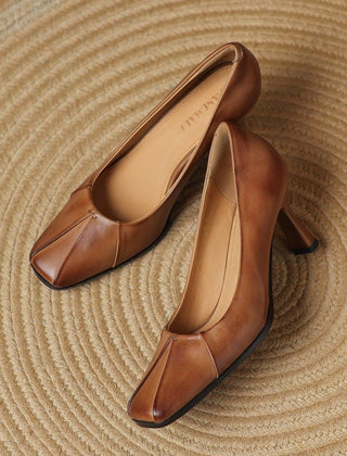 Marisol Leather Square-Toe Pumps - Rosalie and Grace