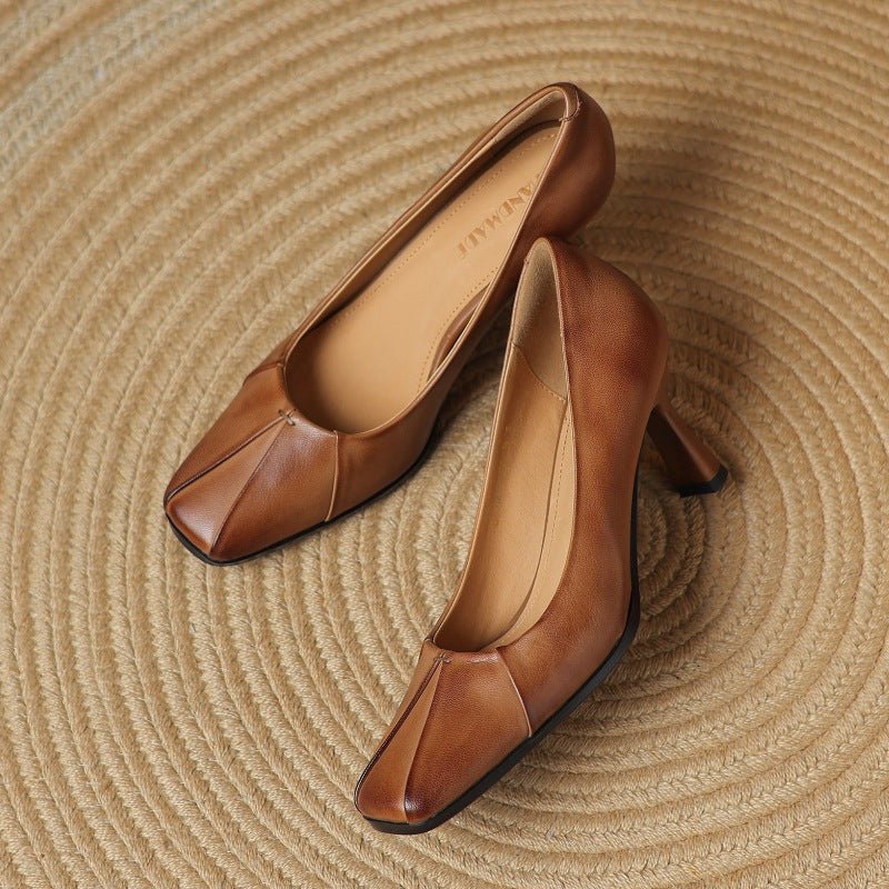 Marisol Leather Square-Toe Pumps - Rosalie and Grace