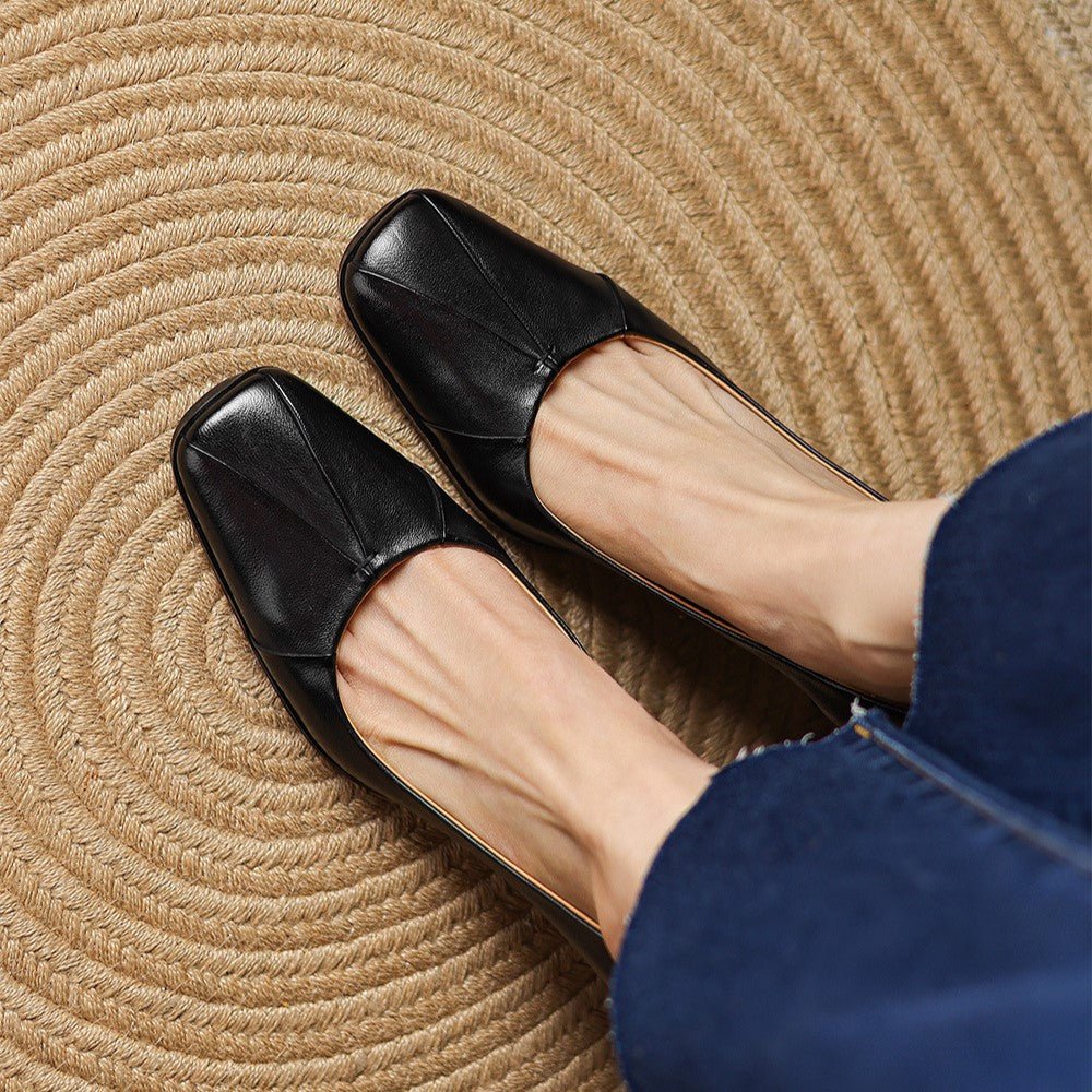 Marisol Leather Square-Toe Pumps - Rosalie and Grace