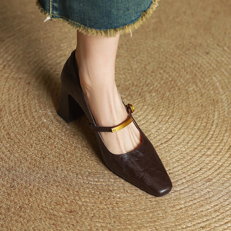 Marleon Leather Strap Pumps - Rosalie and Grace