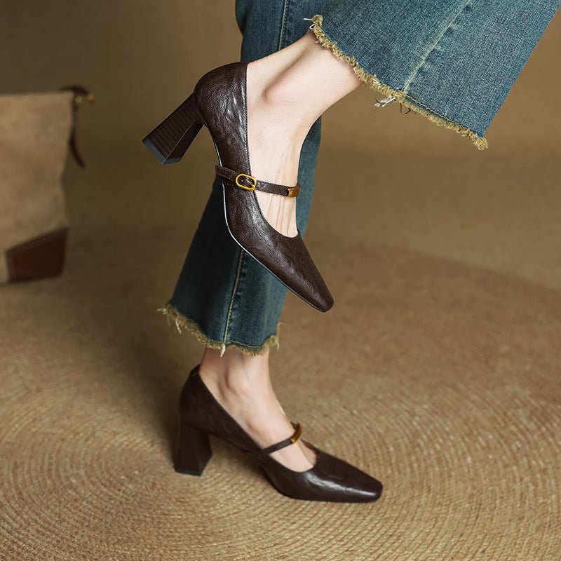 Marleon Leather Strap Pumps - Rosalie and Grace