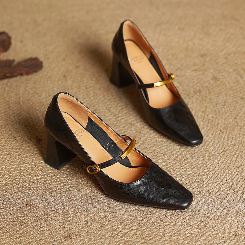 Marleon Leather Strap Pumps - Rosalie and Grace