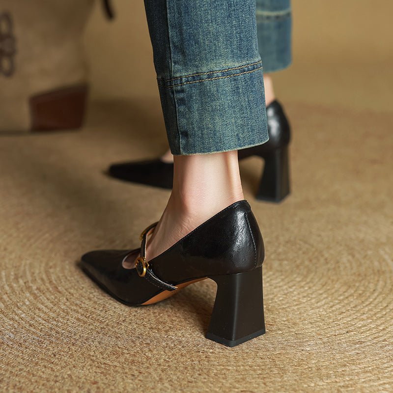Marleon Leather Strap Pumps - Rosalie and Grace