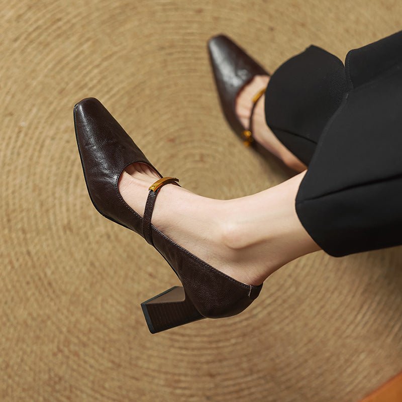 Marleon Leather Strap Pumps - Rosalie and Grace