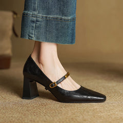 Marleon Leather Strap Pumps - Rosalie and Grace