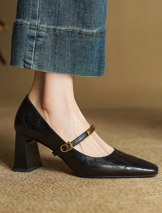 Marleon Leather Strap Pumps - Rosalie and Grace