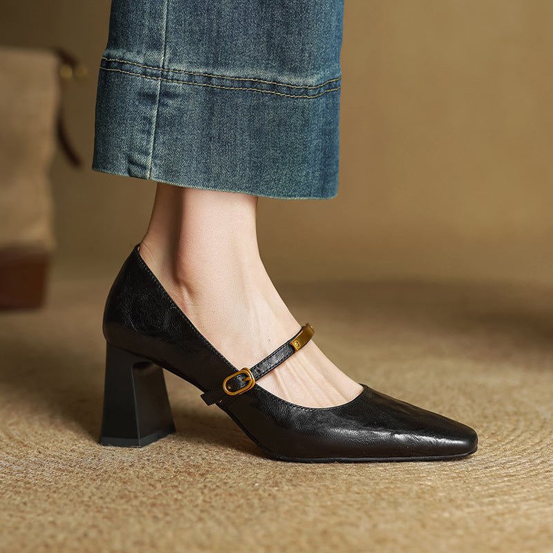 Marleon Leather Strap Pumps - Rosalie and Grace