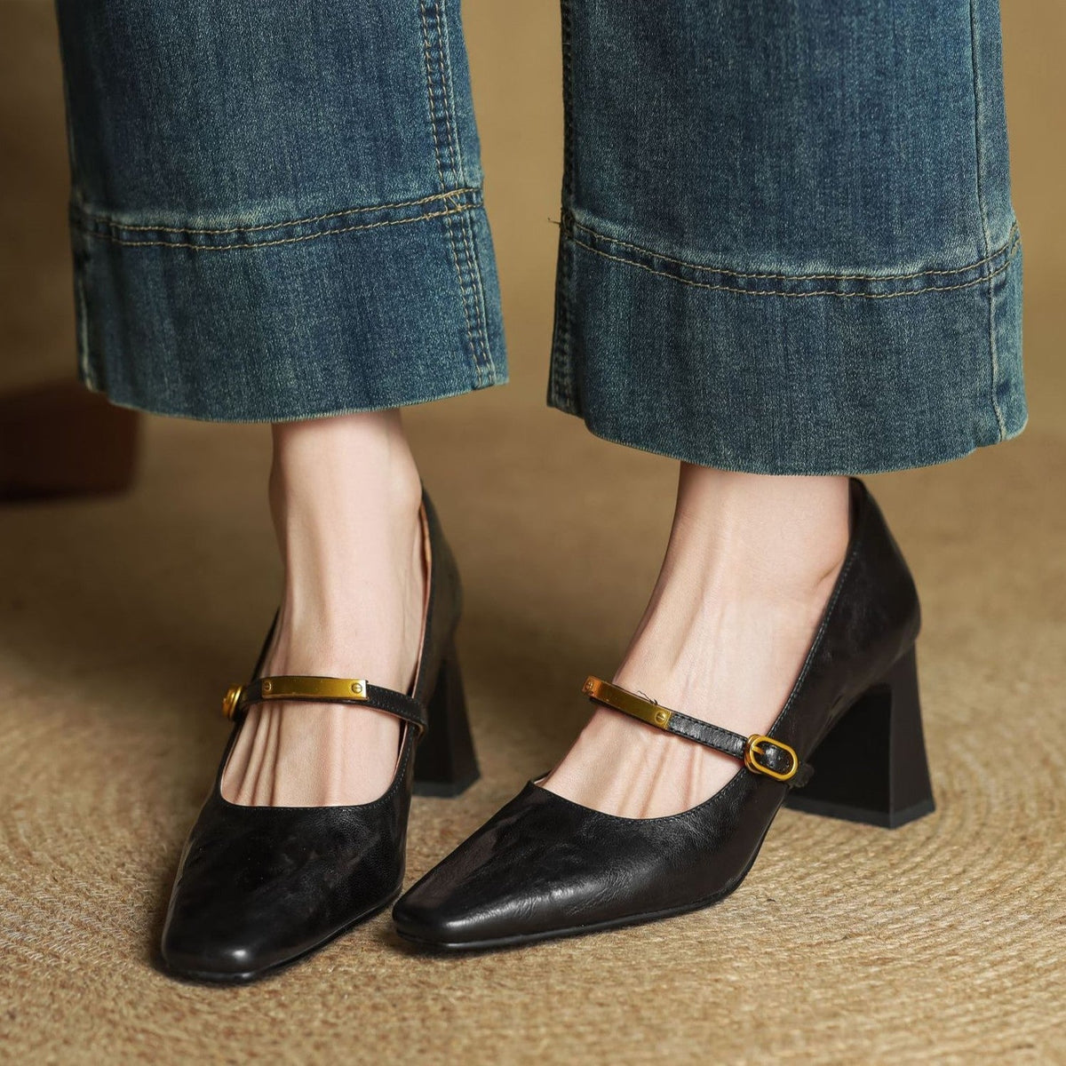 Marleon Leather Strap Pumps - Rosalie and Grace