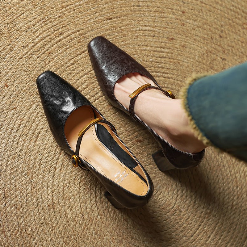 Marleon Leather Strap Pumps - Rosalie and Grace