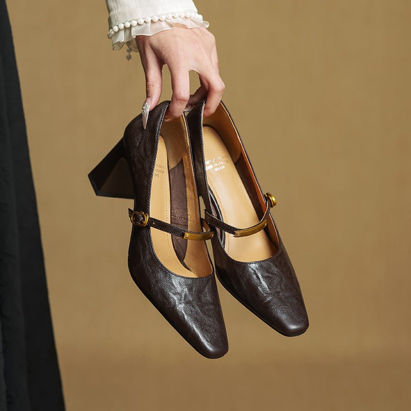 Marleon Leather Strap Pumps - Rosalie and Grace