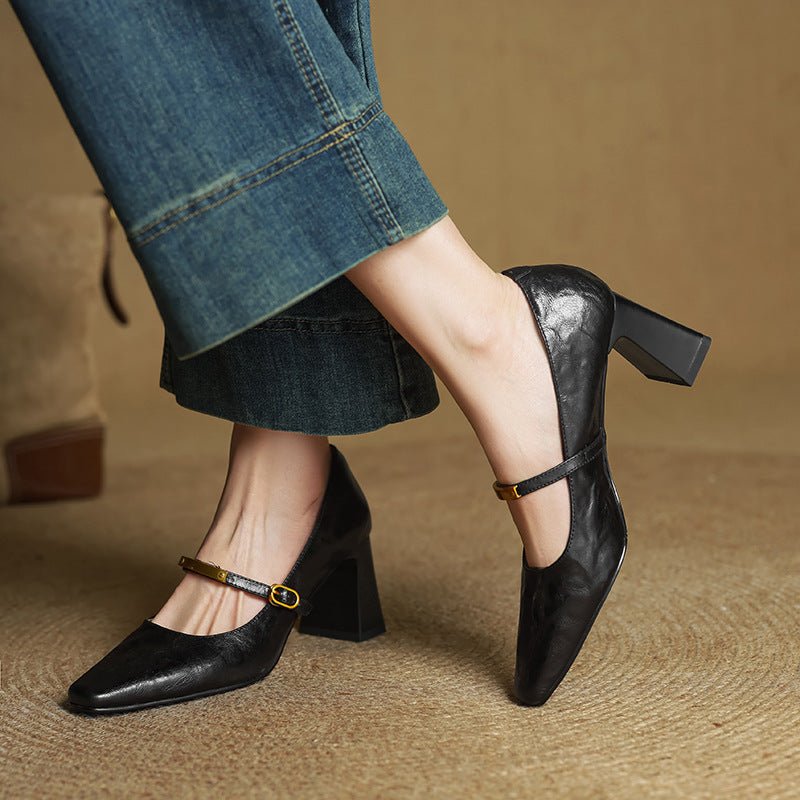Marleon Leather Strap Pumps - Rosalie and Grace
