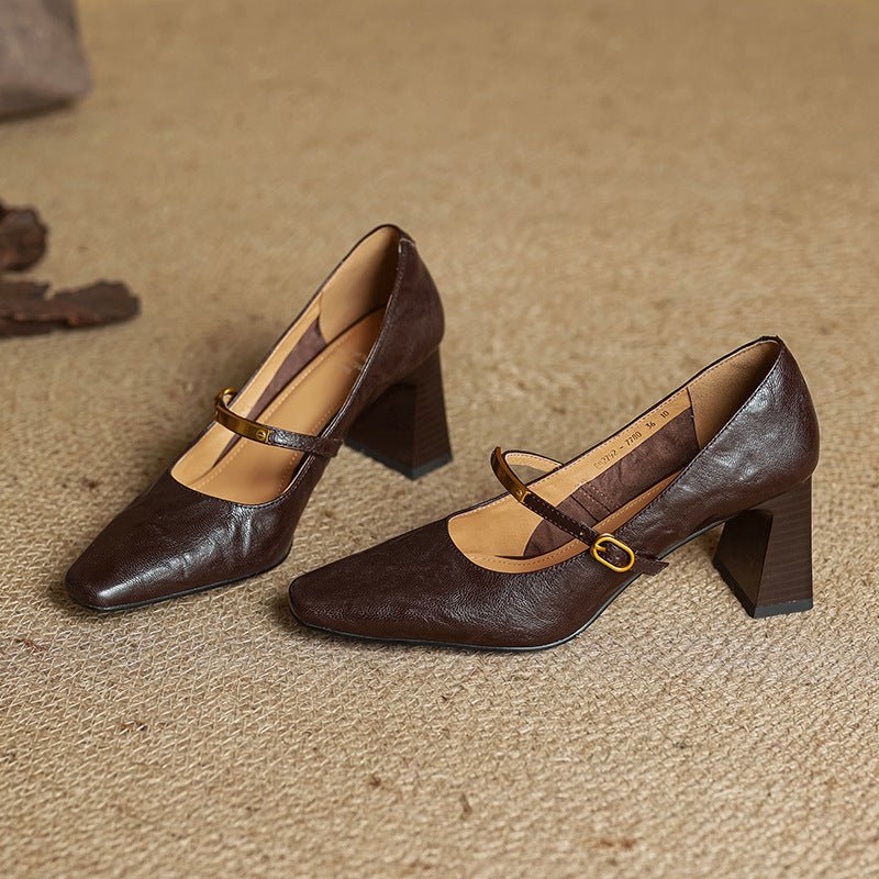 Marleon Leather Strap Pumps - Rosalie and Grace