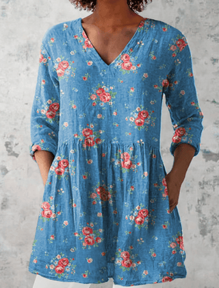 Melanie | Long Blouse with V-Neck - Rosalie and Grace