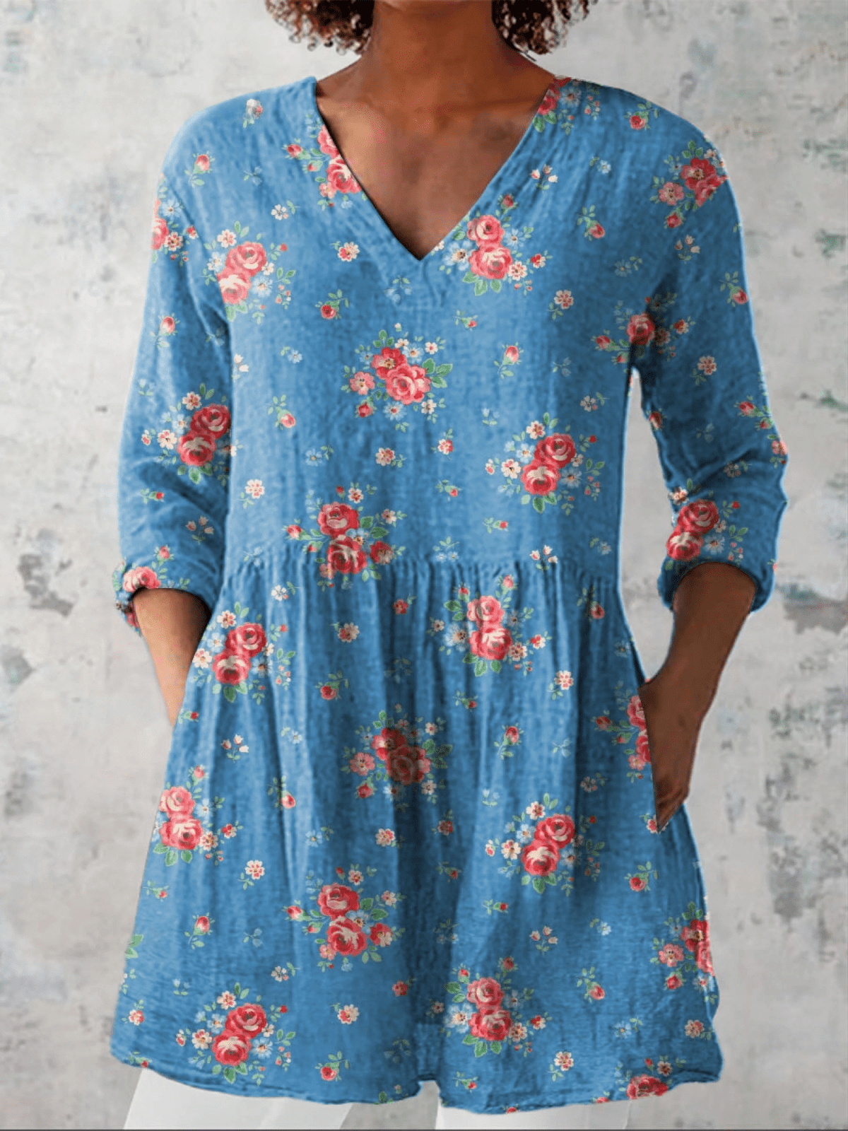 Melanie | Long Blouse with V-Neck - Rosalie and Grace