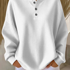 Mirabel™ | Cozy Waffle Henley Sweatshirt - Rosalie and Grace
