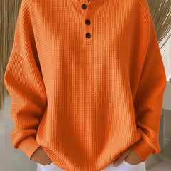 Mirabel™ | Cozy Waffle Henley Sweatshirt - Rosalie and Grace