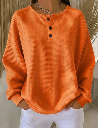 Mirabel™ | Cozy Waffle Henley Sweatshirt - Rosalie and Grace