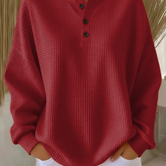 Mirabel™ | Cozy Waffle Henley Sweatshirt - Rosalie and Grace